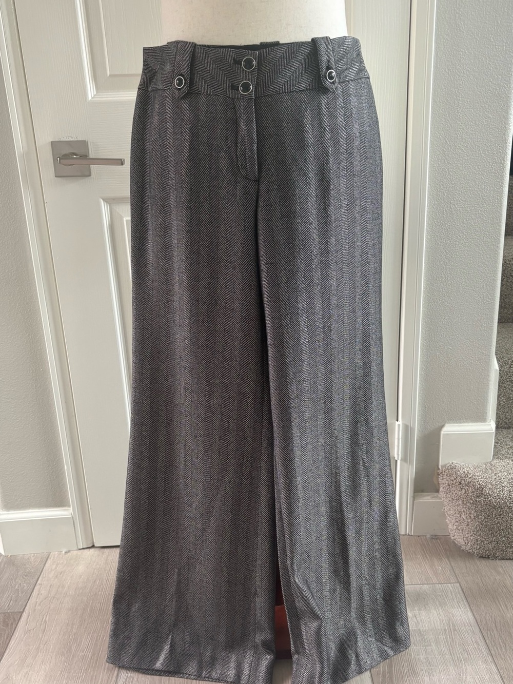 White House Black Market | Mid rise Herringbone Trousers | sz 10 | VGC